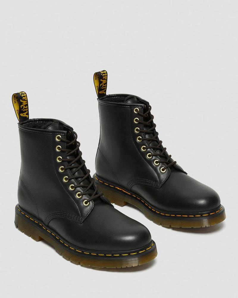 Dr Martens 1460 DM's Wintergrip Læder Arbejdsstøvler Dame Sort | DK 393PJJ